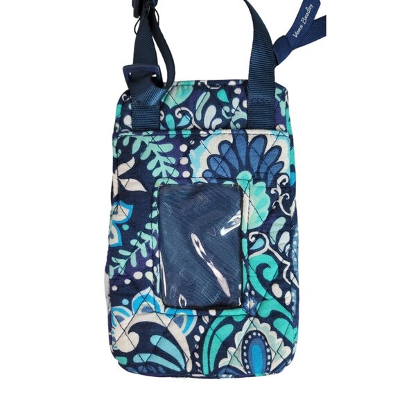 Vera Bradley RFID Mini Cell Phone Crossbody Bag Blue Island Medallion Zip NWT - Picture 2 of 12